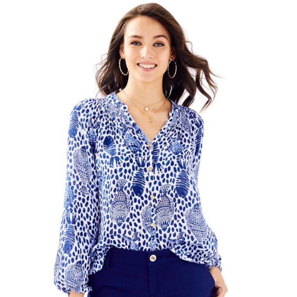 Lilly Pulitzer Elsa Button Down Top L